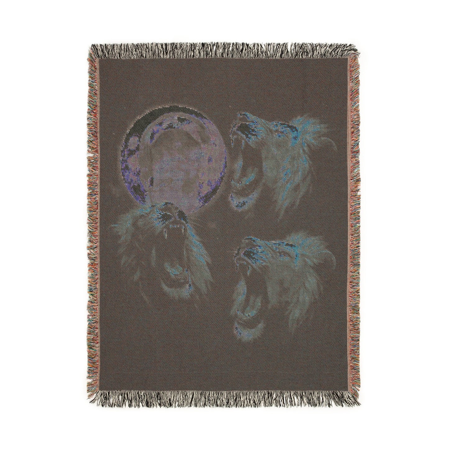 Lions Roaring at the Moon - Woven Blanket
