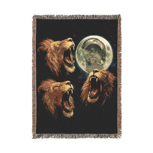 Lions Roaring at the Moon - Woven Blanket