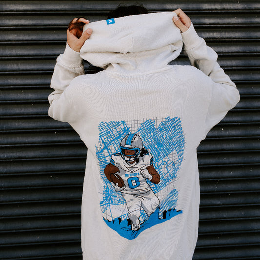 Drawn to Detroit (Football) - Unisex Heavyweight Hoodie