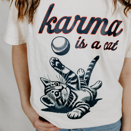 Karma Is a Cat x Tiger Baseball - Unisex T-Shirt