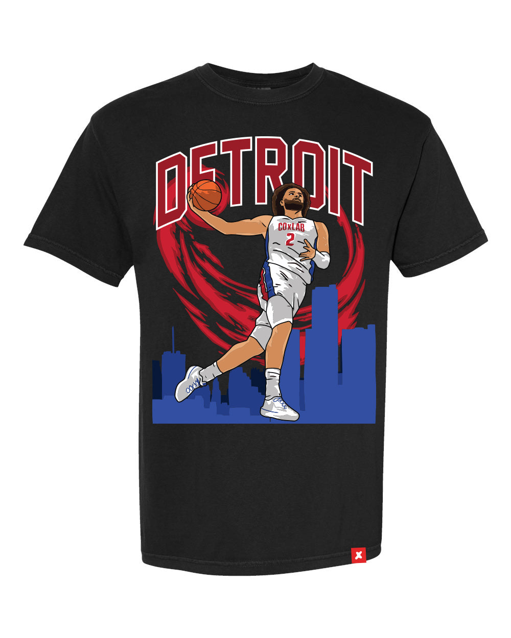 Co x Lab Drawn to Detroit Basketball unisex T-shirt featuring Eli's hand-drawn Detroit basketball design.
