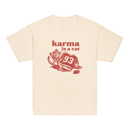 Karma is a Cat - Detroit Hockey Youth T-Shirt